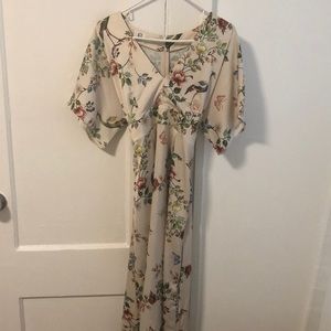 Beautiful, midi, pink silk dress kimono sleeves